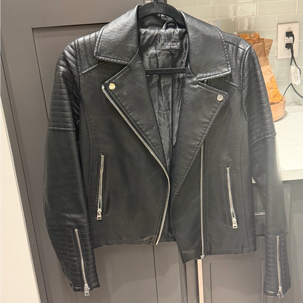 Topshop Classic Black Leather Jacket